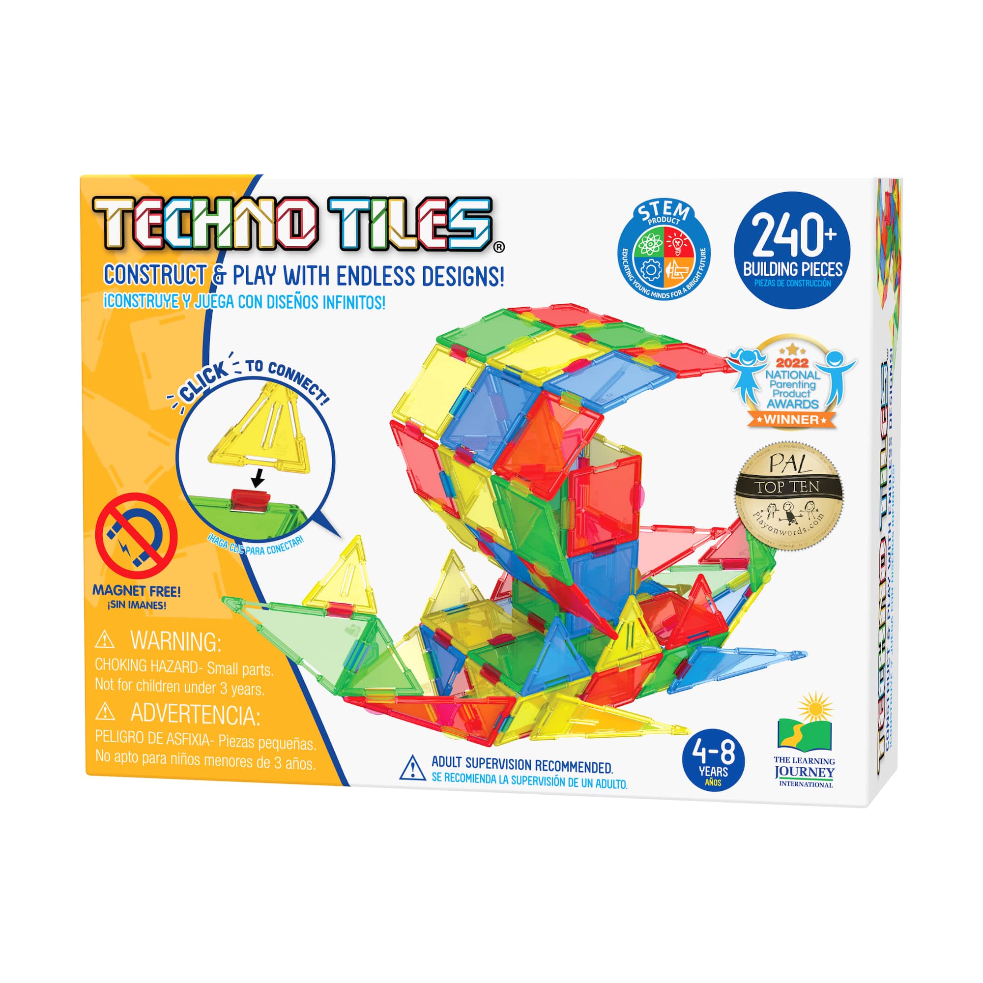 Techno Tiles - Geometric Snap & Build Tiles: Primary Colors: 240+ Pcs